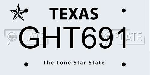 GHT691 Texas License Plate