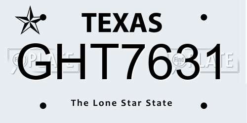 GHT7631 Texas License Plate