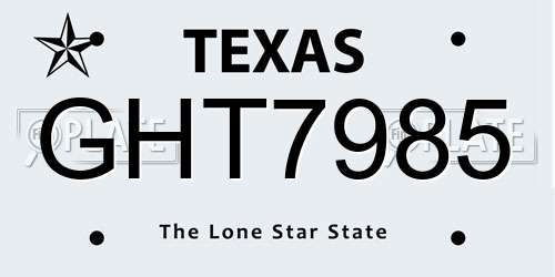 GHT7985 Texas License Plate