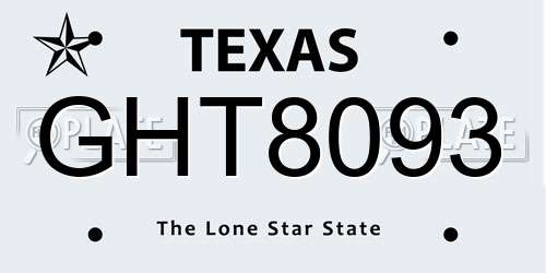 GHT8093 Texas License Plate