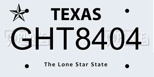 GHT8404 Texas License Plate