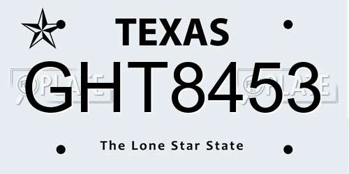 GHT8453 Texas License Plate