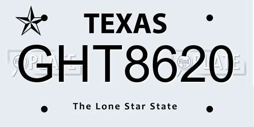 GHT8620 Texas License Plate