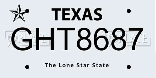 GHT8687 Texas License Plate