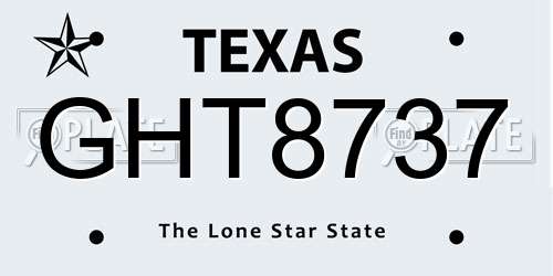GHT8737 Texas License Plate