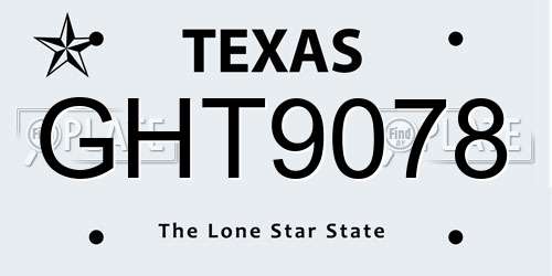 GHT9078 Texas License Plate