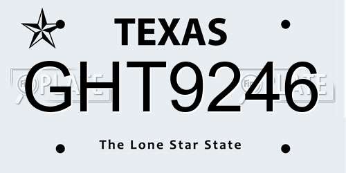 GHT9246 Texas License Plate