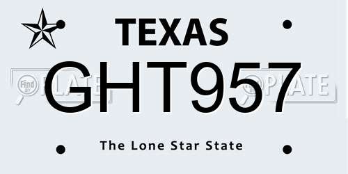 GHT957 Texas License Plate