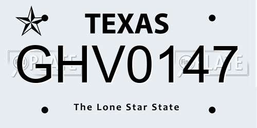 GHV0147 Texas License Plate