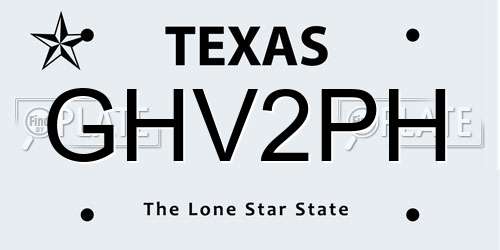GHV2PH Texas License Plate