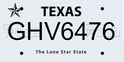 GHV6476 Texas License Plate