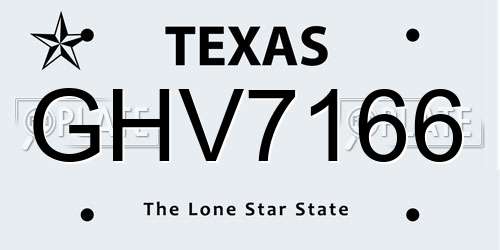 GHV7166 Texas License Plate
