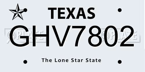 GHV7802 Texas License Plate