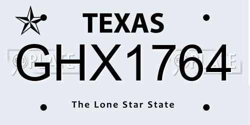 GHX1764 Texas License Plate