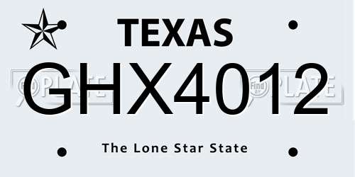 GHX4012 Texas License Plate