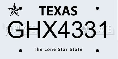 GHX4331 Texas License Plate