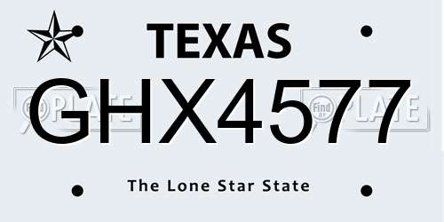 GHX4577 Texas License Plate