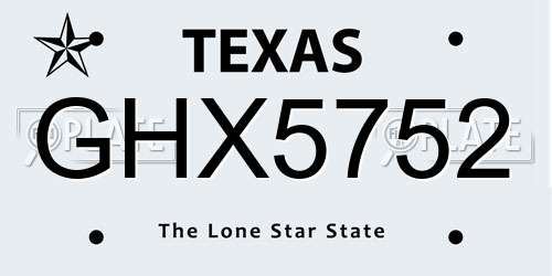 GHX5752 Texas License Plate