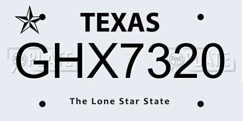 GHX7320 Texas License Plate