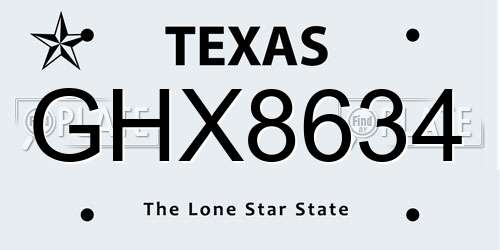 GHX8634 Texas License Plate