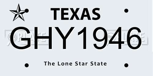 GHY1946 Texas License Plate
