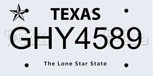GHY4589 Texas License Plate
