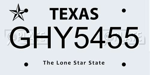 GHY5455 Texas License Plate
