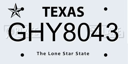 GHY8043 Texas License Plate