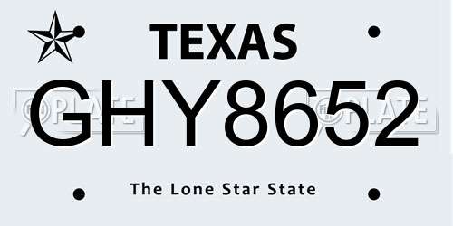 GHY8652 Texas License Plate