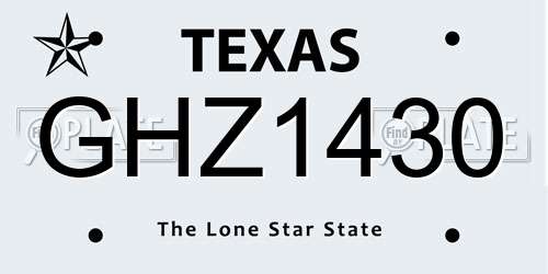 GHZ1430 Texas License Plate