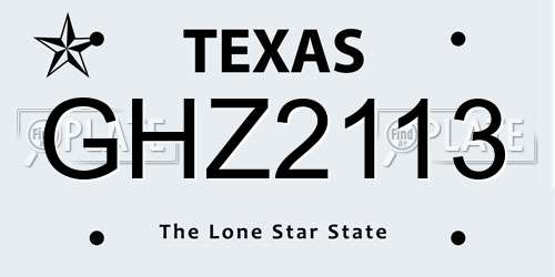 GHZ2113 Texas License Plate