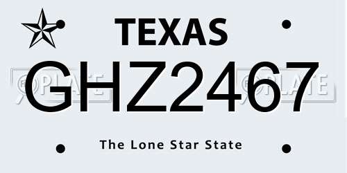 GHZ2467 Texas License Plate
