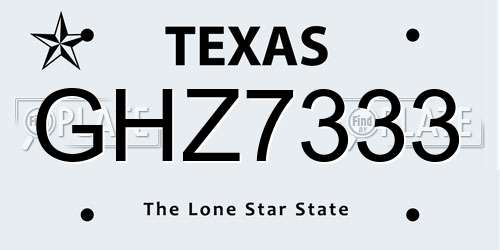 GHZ7333 Texas License Plate