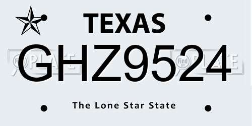 GHZ9524 Texas License Plate