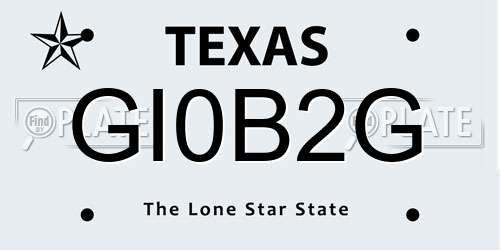 GI0B2G Texas License Plate