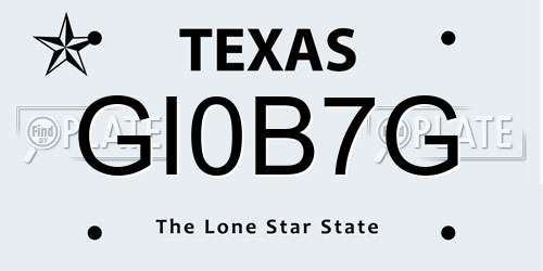 GI0B7G Texas License Plate