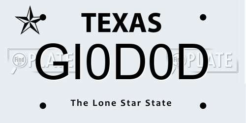 GI0D0D Texas License Plate