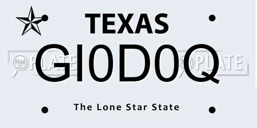 GI0D0Q Texas License Plate