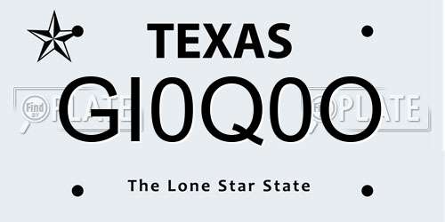 GI0Q0O Texas License Plate