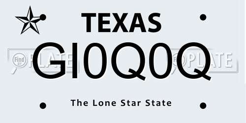 GI0Q0Q Texas License Plate