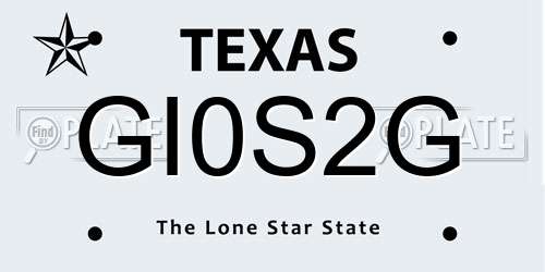 GI0S2G Texas License Plate