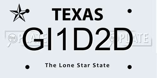 GI1D2D Texas License Plate