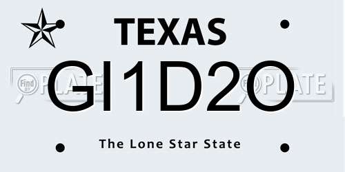 GI1D2O Texas License Plate