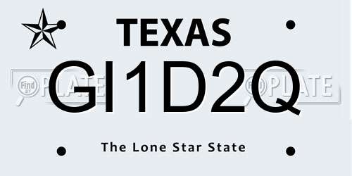 GI1D2Q Texas License Plate