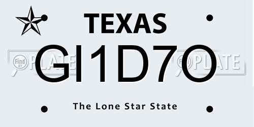 GI1D7O Texas License Plate