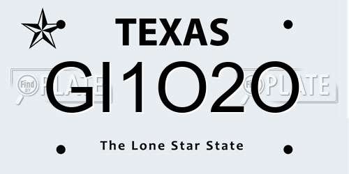 GI1O2O Texas License Plate