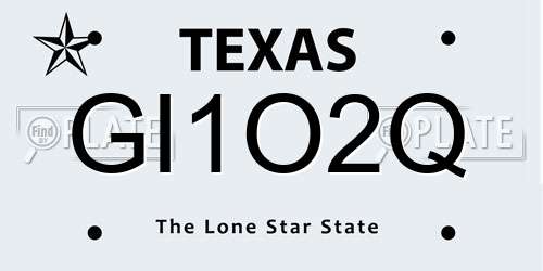 GI1O2Q Texas License Plate