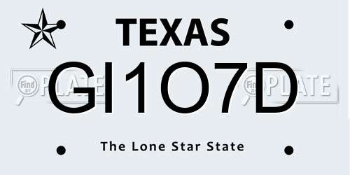 GI1O7D Texas License Plate