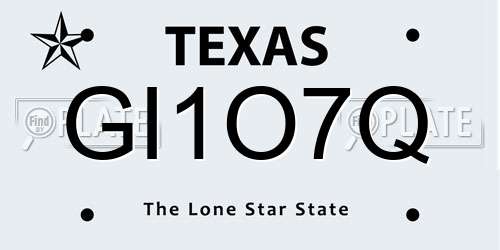 GI1O7Q Texas License Plate