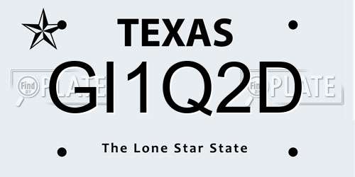 GI1Q2D Texas License Plate